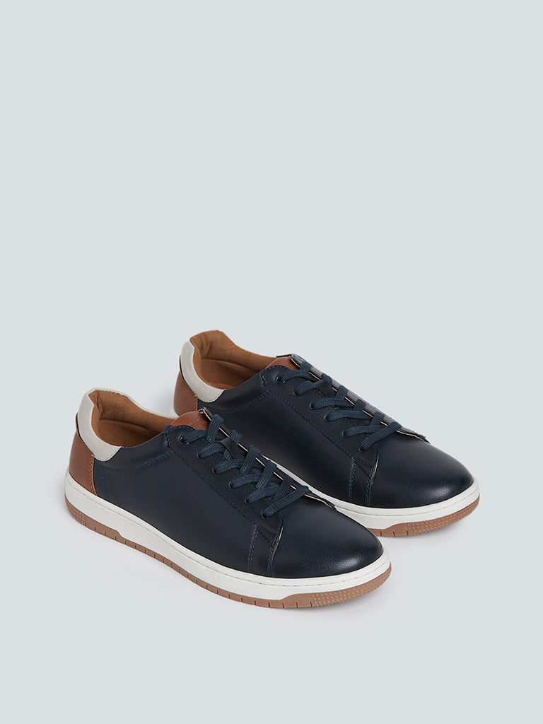 Soleplay Navy Pure-Leather Lace-Up Sneakers